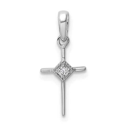 14k White Gold .02ct. Lab Grown Diamond VS/SI+ G+ Complete Cross Pendant – Elegant Jewelry Gift for Birthday, Anniversary, Engagement, Wedding