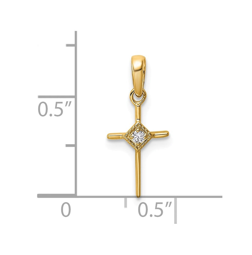 14k White Gold .02ct. Lab Grown Diamond VS/SI+ G+ Complete Cross Pendant – Elegant Jewelry Gift for Birthday, Anniversary, Engagement, Wedding