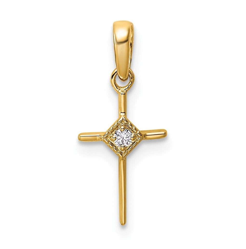 14k White Gold .02ct. Lab Grown Diamond VS/SI+ G+ Complete Cross Pendant – Elegant Jewelry Gift for Birthday, Anniversary, Engagement, Wedding