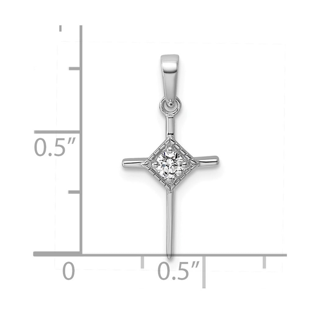 14k White Gold .02ct. Lab Grown Diamond VS/SI+ G+ Complete Cross Pendant – Elegant Jewelry Gift for Birthday, Anniversary, Engagement, Wedding