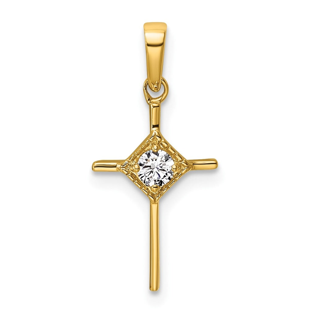14k White Gold .02ct. Lab Grown Diamond VS/SI+ G+ Complete Cross Pendant – Elegant Jewelry Gift for Birthday, Anniversary, Engagement, Wedding