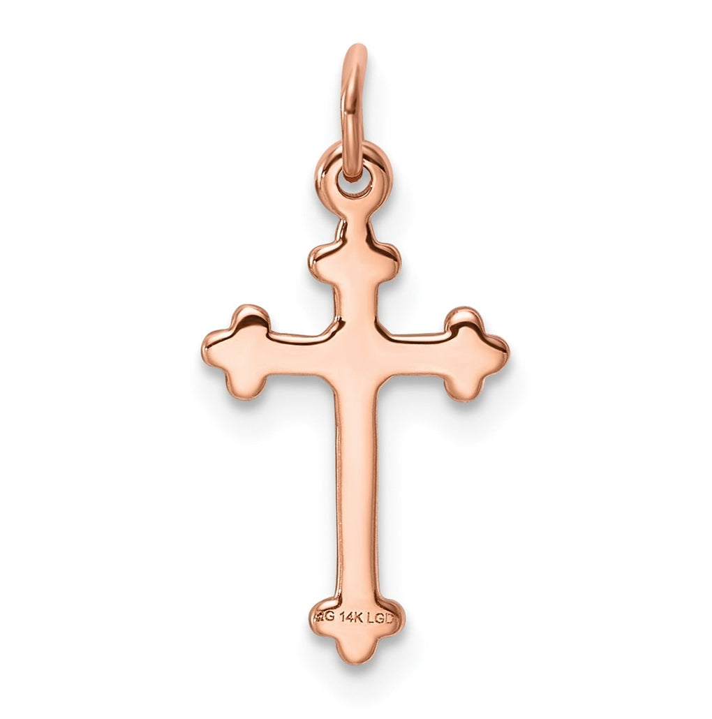 14K Yellow Gold .02ct. Lab Grown Diamond VS/SI+ G+ Complete Budded Cross Pendant – Elegant Jewelry Gift for Birthday, Anniversary, Engagement, Wedding