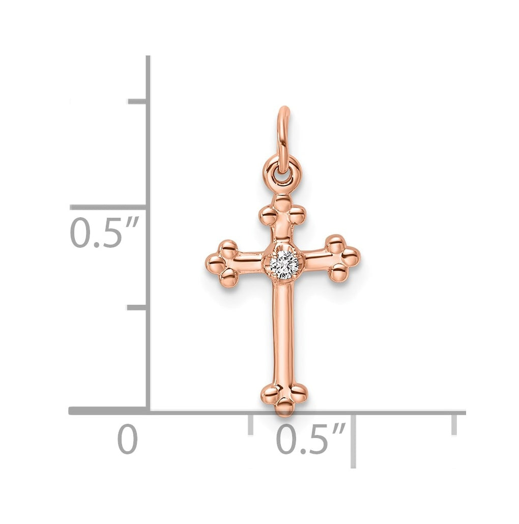 14K Yellow Gold .02ct. Lab Grown Diamond VS/SI+ G+ Complete Budded Cross Pendant – Elegant Jewelry Gift for Birthday, Anniversary, Engagement, Wedding