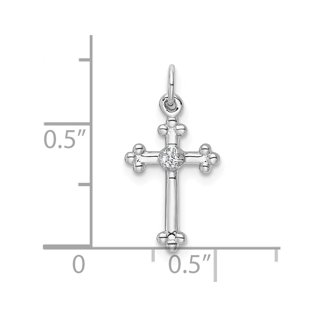 14K Yellow Gold .02ct. Lab Grown Diamond VS/SI+ G+ Complete Budded Cross Pendant – Elegant Jewelry Gift for Birthday, Anniversary, Engagement, Wedding