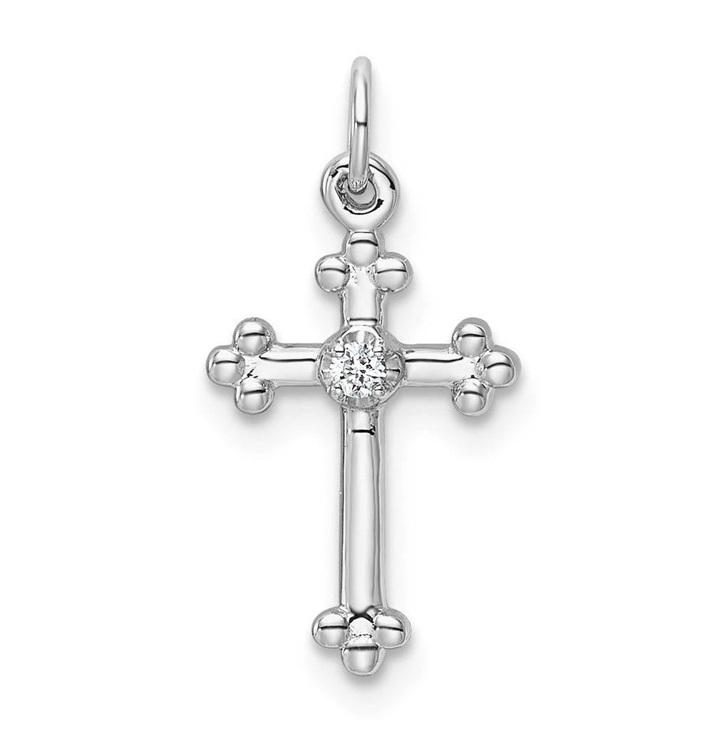 14K Yellow Gold .02ct. Lab Grown Diamond VS/SI+ G+ Complete Budded Cross Pendant – Elegant Jewelry Gift for Birthday, Anniversary, Engagement, Wedding