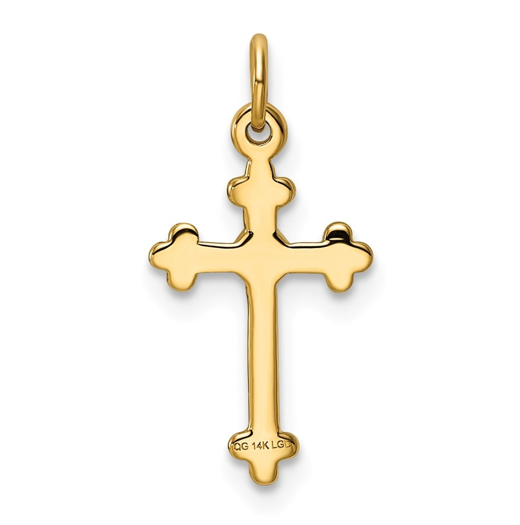 14K Yellow Gold .02ct. Lab Grown Diamond VS/SI+ G+ Complete Budded Cross Pendant – Elegant Jewelry Gift for Birthday, Anniversary, Engagement, Wedding