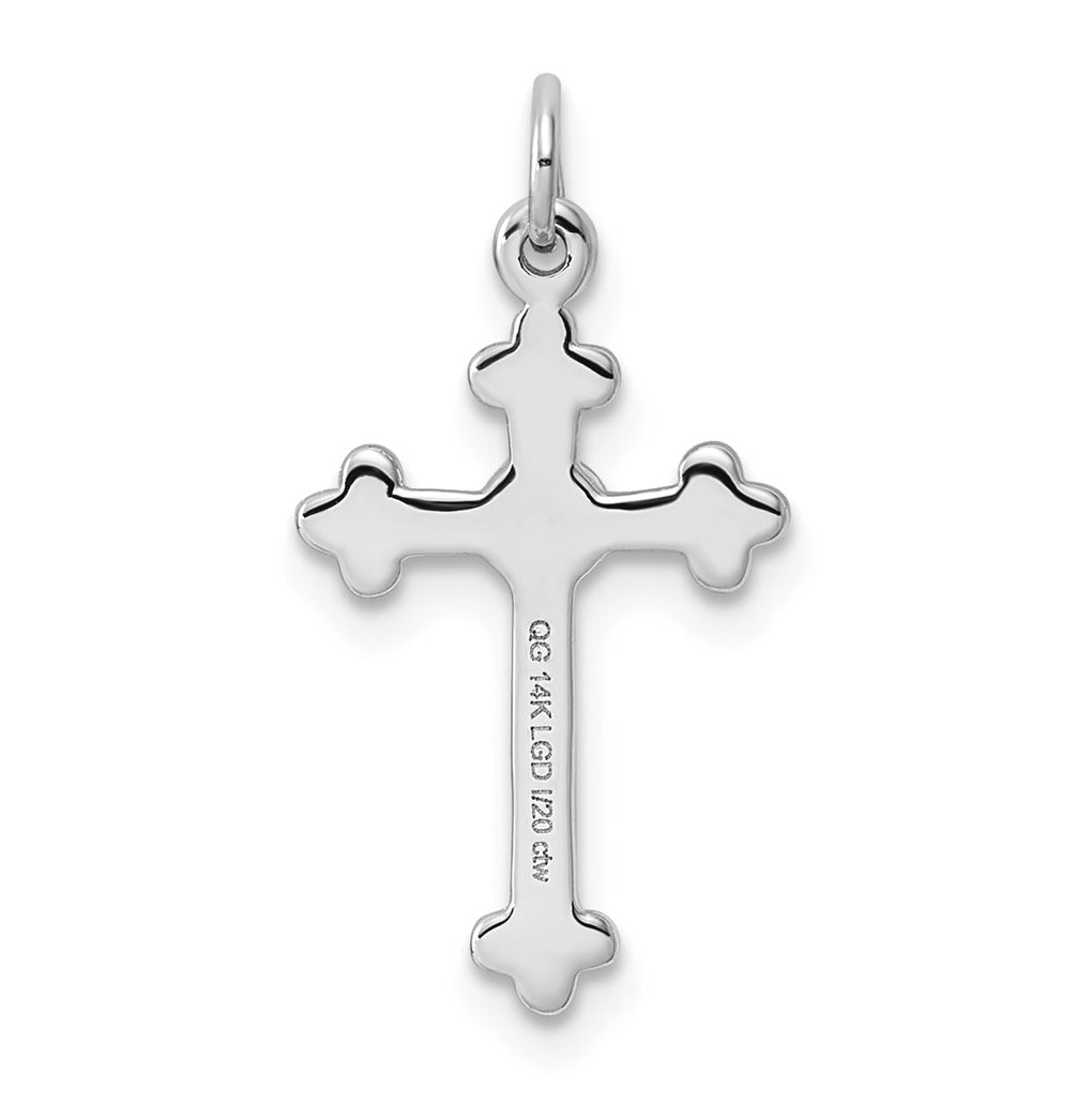 14K Yellow Gold .02ct. Lab Grown Diamond VS/SI+ G+ Complete Budded Cross Pendant – Elegant Jewelry Gift for Birthday, Anniversary, Engagement, Wedding