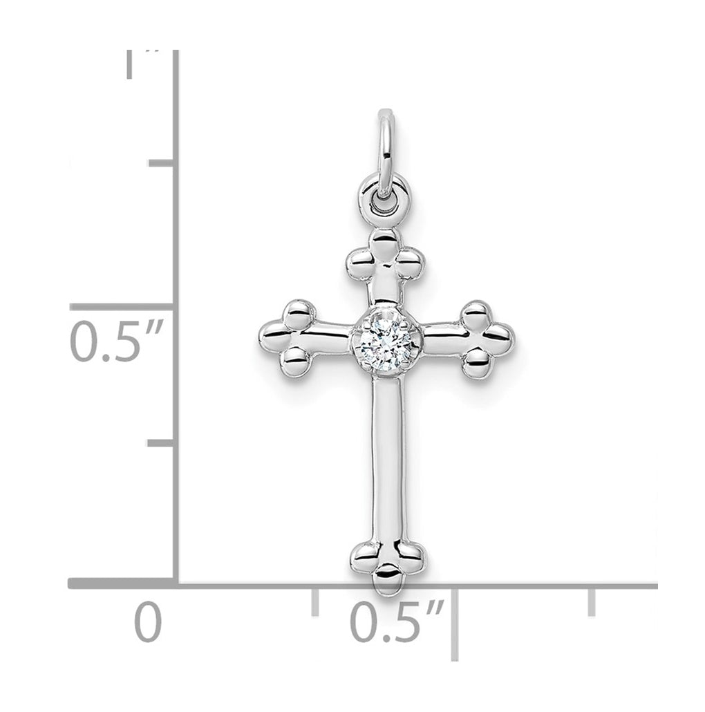 14K Yellow Gold .02ct. Lab Grown Diamond VS/SI+ G+ Complete Budded Cross Pendant – Elegant Jewelry Gift for Birthday, Anniversary, Engagement, Wedding