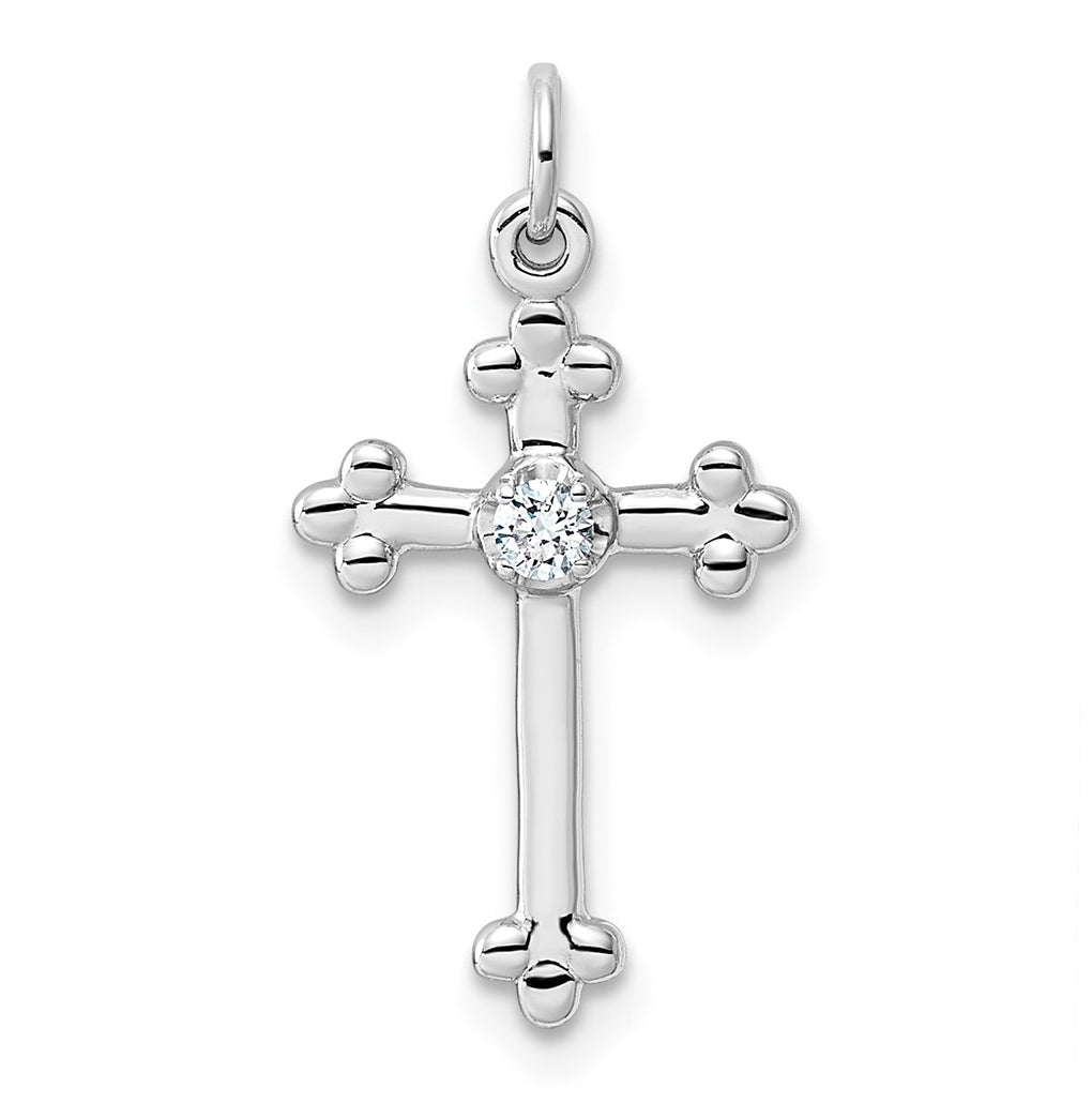 14K Yellow Gold .02ct. Lab Grown Diamond VS/SI+ G+ Complete Budded Cross Pendant – Elegant Jewelry Gift for Birthday, Anniversary, Engagement, Wedding