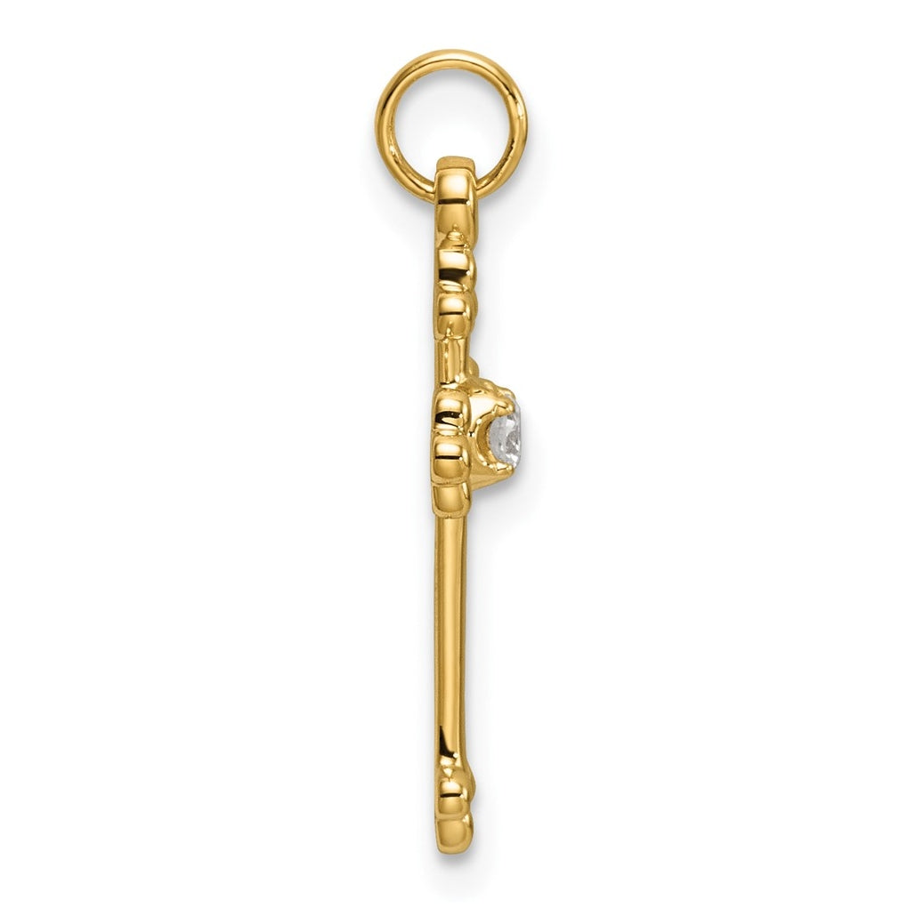 14K Yellow Gold .02ct. Lab Grown Diamond VS/SI+ G+ Complete Budded Cross Pendant – Elegant Jewelry Gift for Birthday, Anniversary, Engagement, Wedding