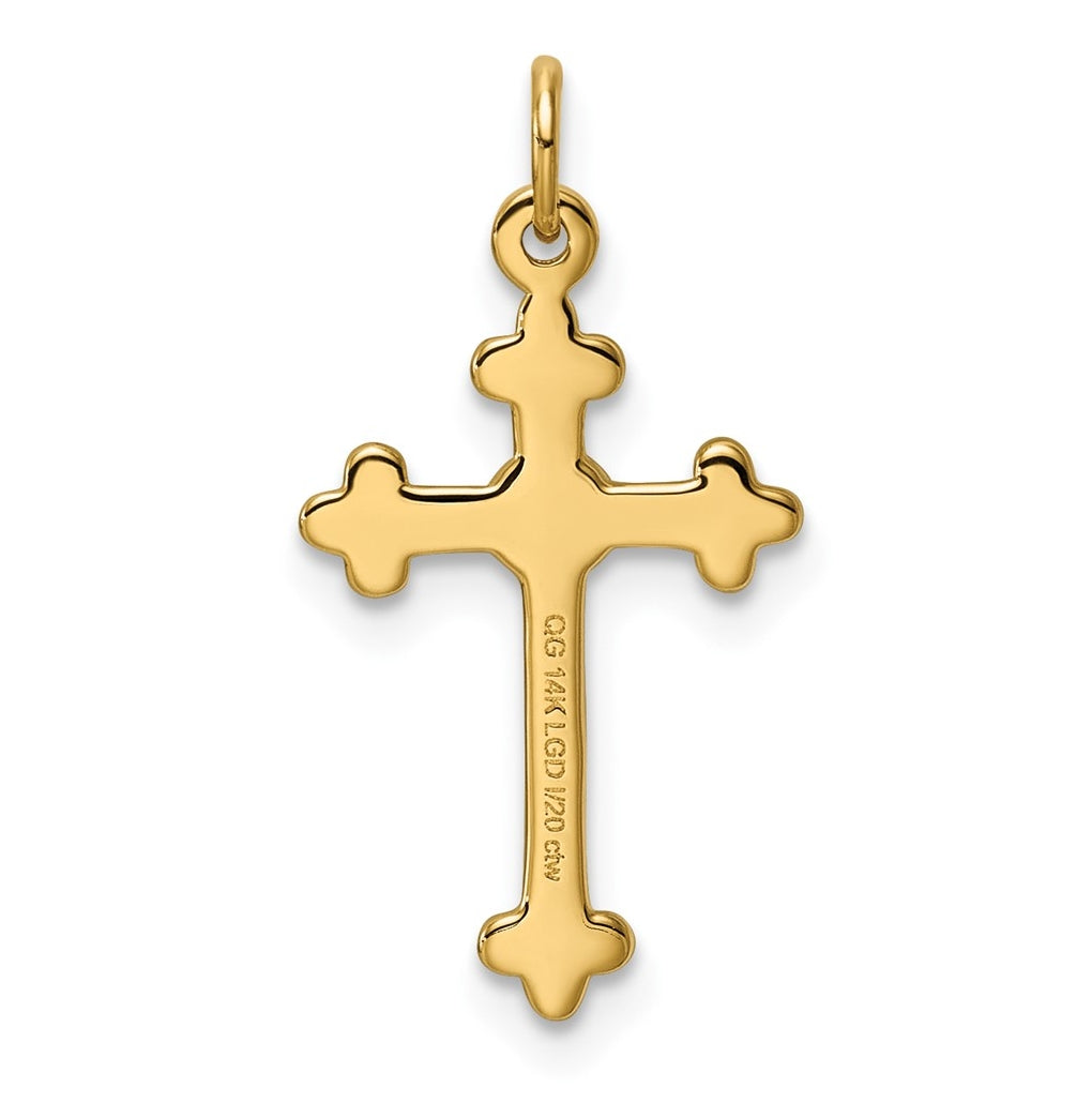 14K Yellow Gold .02ct. Lab Grown Diamond VS/SI+ G+ Complete Budded Cross Pendant – Elegant Jewelry Gift for Birthday, Anniversary, Engagement, Wedding