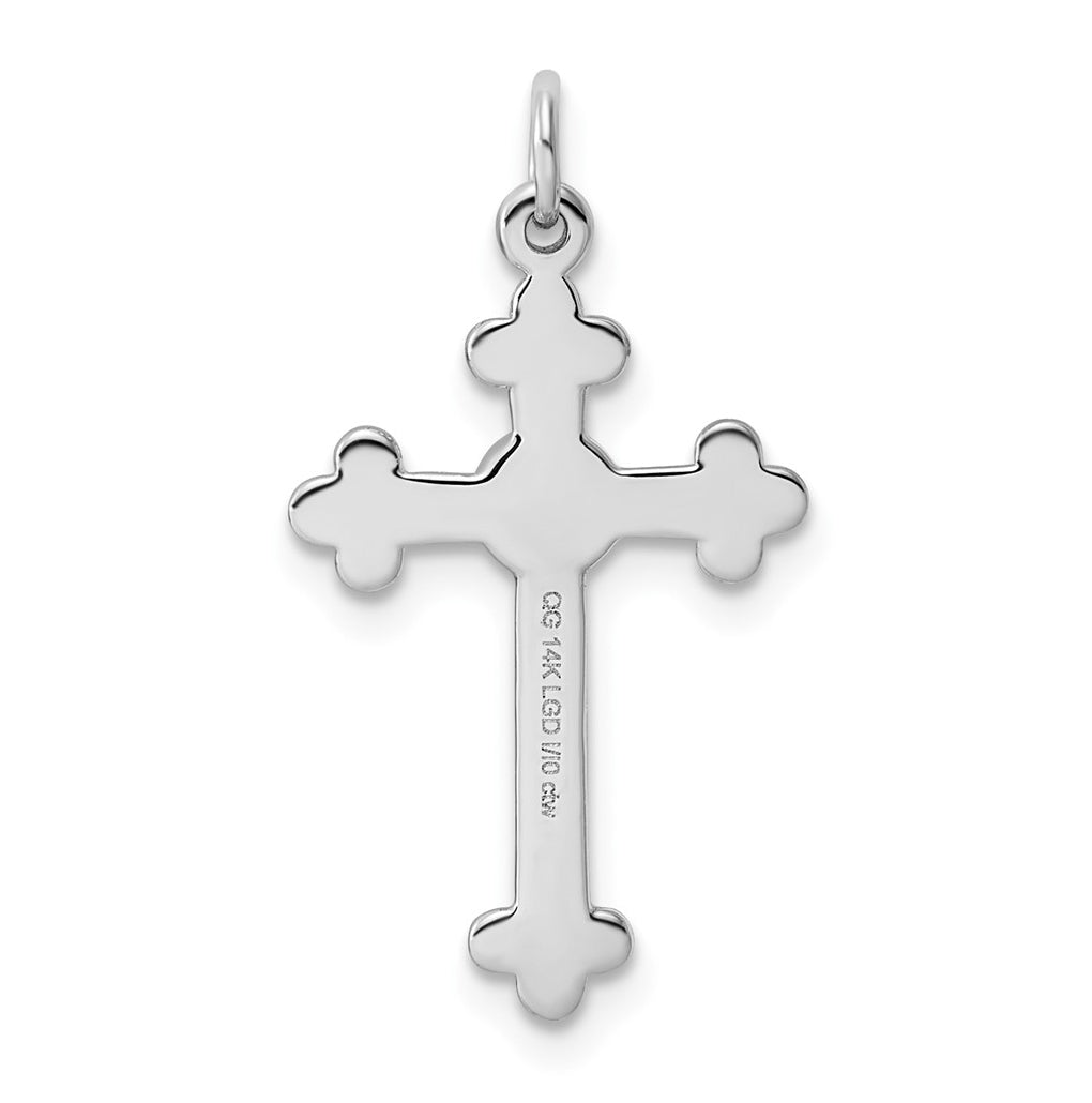 14K Yellow Gold .02ct. Lab Grown Diamond VS/SI+ G+ Complete Budded Cross Pendant – Elegant Jewelry Gift for Birthday, Anniversary, Engagement, Wedding