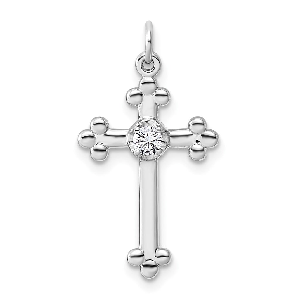14K Yellow Gold .02ct. Lab Grown Diamond VS/SI+ G+ Complete Budded Cross Pendant – Elegant Jewelry Gift for Birthday, Anniversary, Engagement, Wedding