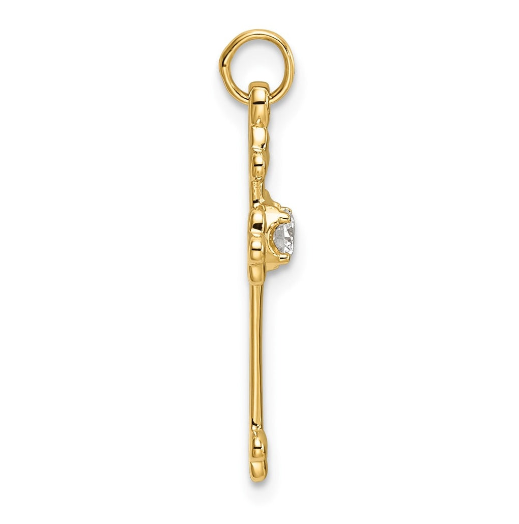 14K Yellow Gold .02ct. Lab Grown Diamond VS/SI+ G+ Complete Budded Cross Pendant – Elegant Jewelry Gift for Birthday, Anniversary, Engagement, Wedding