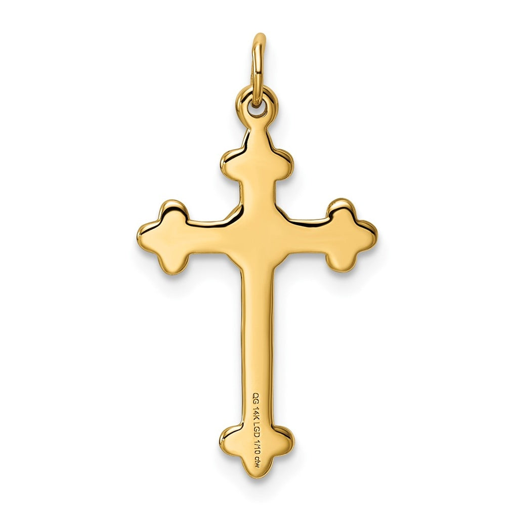 14K Yellow Gold .02ct. Lab Grown Diamond VS/SI+ G+ Complete Budded Cross Pendant – Elegant Jewelry Gift for Birthday, Anniversary, Engagement, Wedding