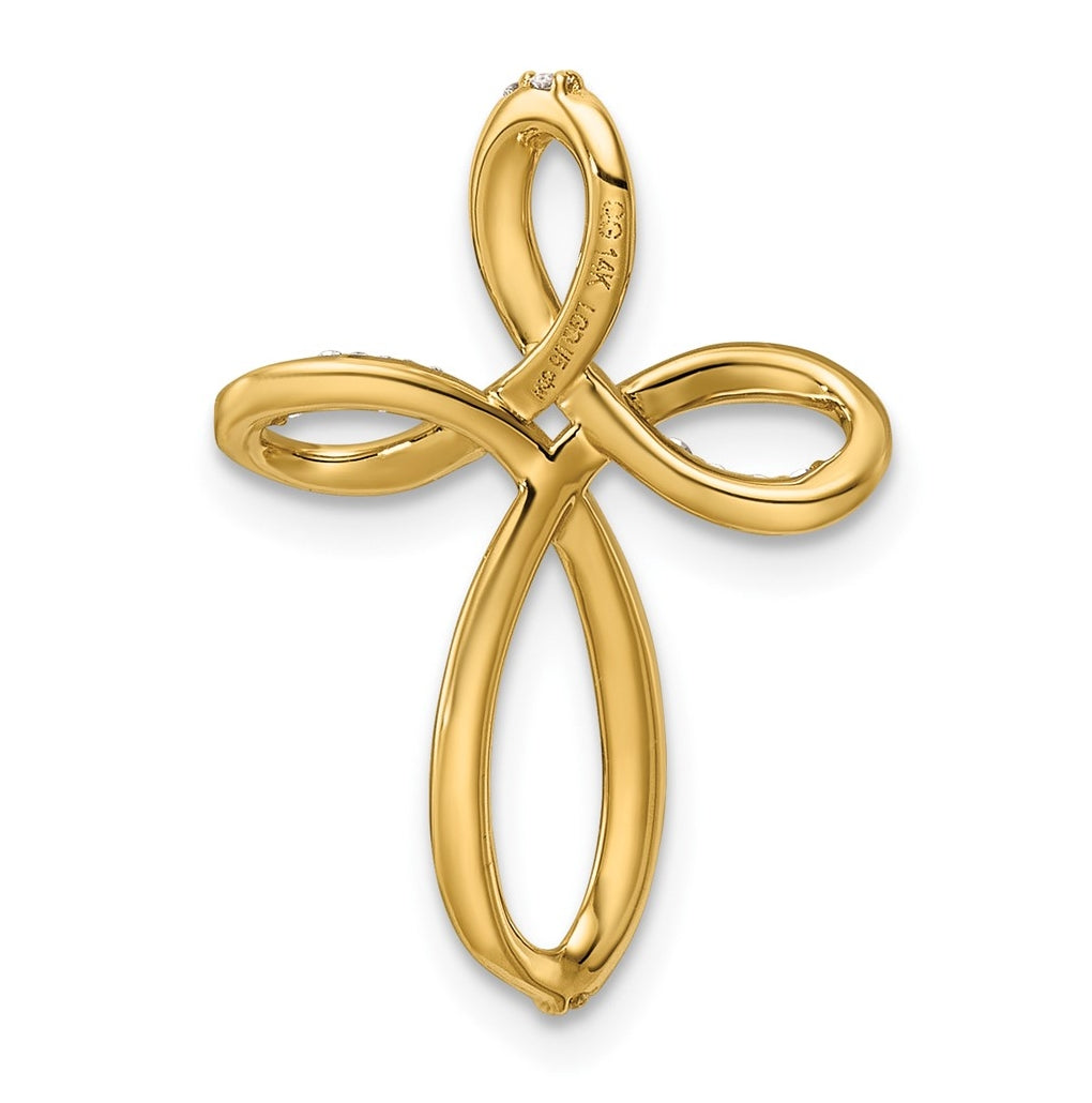 14k Yellow Gold 1/5ct. Lab Grown Diamond VS/SI+ G+ Complete Cross Chain Slide – Elegant Jewelry Gift for Birthday, Anniversary, Engagement, Wedding