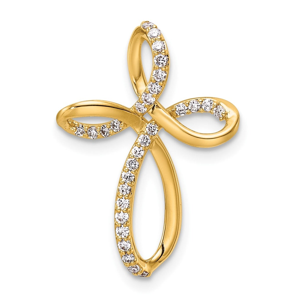 14k Yellow Gold 1/5ct. Lab Grown Diamond VS/SI+ G+ Complete Cross Chain Slide – Elegant Jewelry Gift for Birthday, Anniversary, Engagement, Wedding