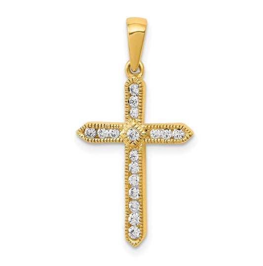 10K Yellow Gold 1/4ct Lab Grown Diamond VS/SI+ G+ Complete Cross Pendant – Elegant Jewelry Gift for Birthday, Anniversary, Engagement, Wedding
