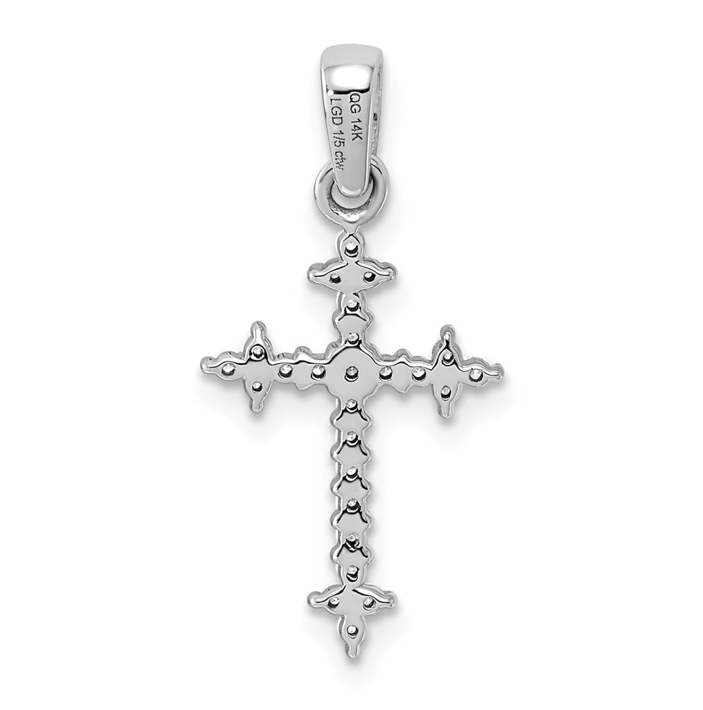 14K Yellow Gold 1/5ct. Lab Grown Diamond VS/SI+ G+ Complete Fleur de Lis Cross Pendant – Elegant Jewelry Gift for Birthday, Anniversary, Engagement, Wedding