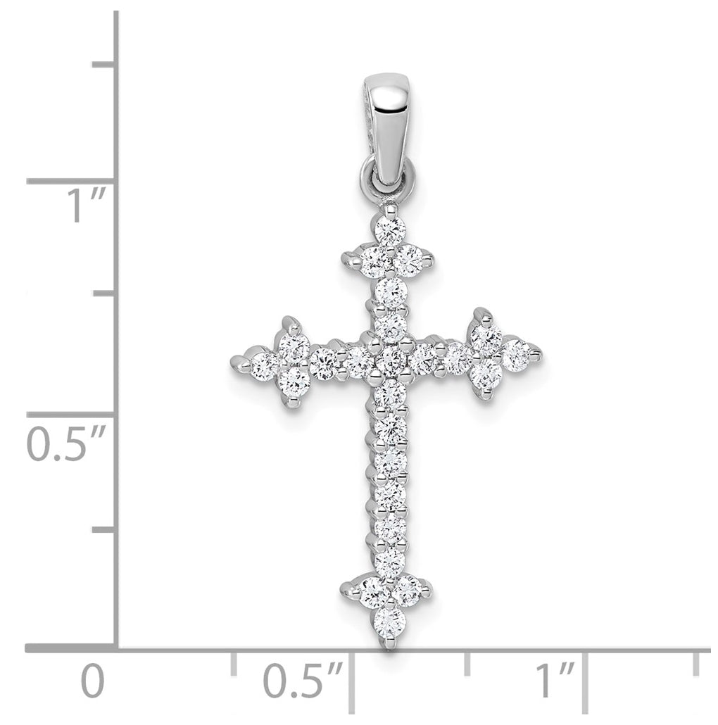 10K Yellow Gold 1/5ct. Lab Grown Diamond VS/SI+ G+ Complete Fleur de Lis Cross Pendant – Elegant Jewelry Gift for Birthday, Anniversary, Engagement, Wedding