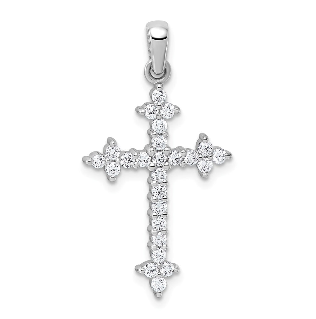 10K Yellow Gold 1/5ct. Lab Grown Diamond VS/SI+ G+ Complete Fleur de Lis Cross Pendant – Elegant Jewelry Gift for Birthday, Anniversary, Engagement, Wedding