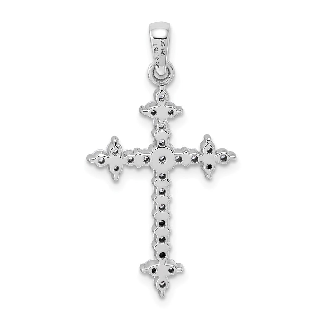 10K Yellow Gold 1/5ct. Lab Grown Diamond VS/SI+ G+ Complete Fleur de Lis Cross Pendant – Elegant Jewelry Gift for Birthday, Anniversary, Engagement, Wedding