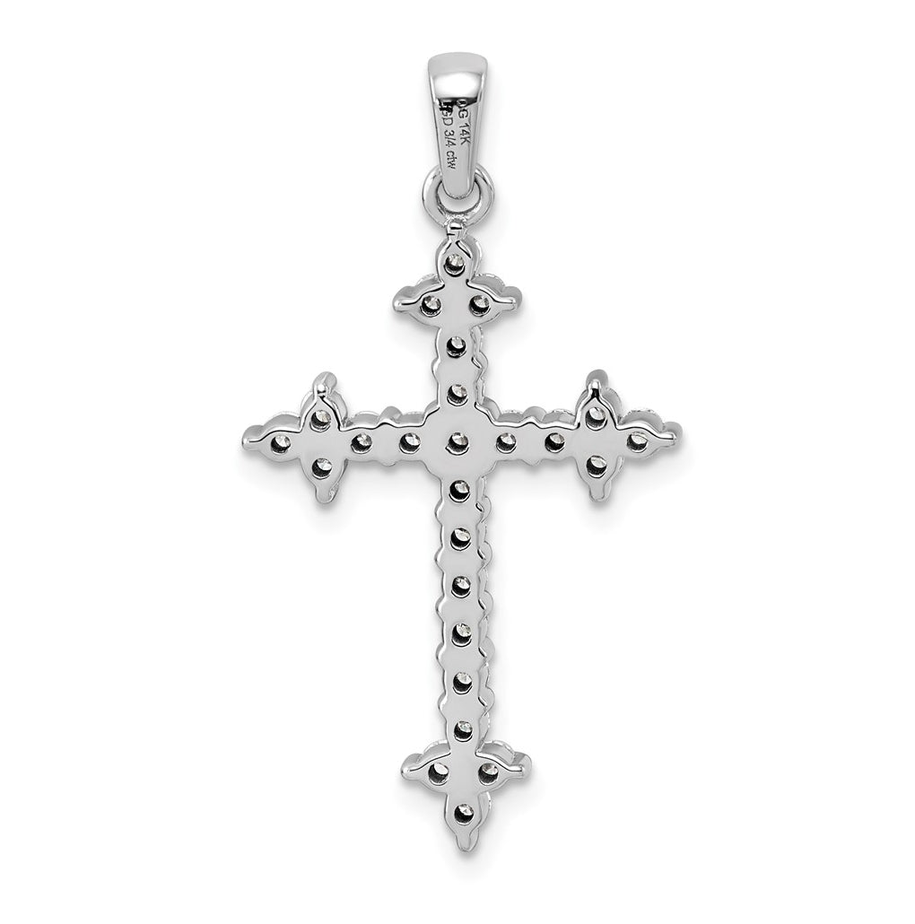 10K Yellow Gold 1/5ct. Lab Grown Diamond VS/SI+ G+ Complete Fleur de Lis Cross Pendant – Elegant Jewelry Gift for Birthday, Anniversary, Engagement, Wedding