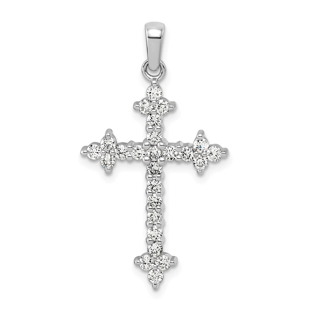 14K Yellow Gold 1/5ct. Lab Grown Diamond VS/SI+ G+ Complete Fleur de Lis Cross Pendant – Elegant Jewelry Gift for Birthday, Anniversary, Engagement, Wedding
