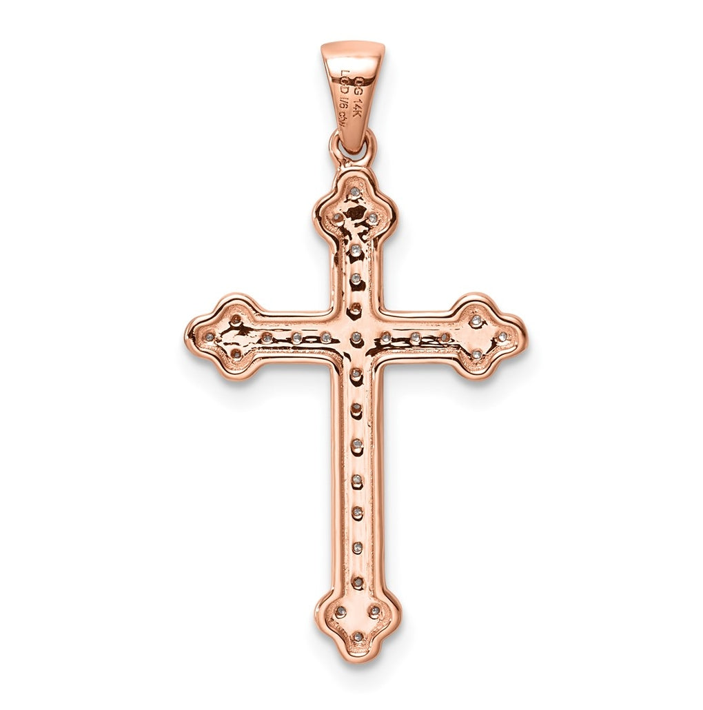 14K Yellow Gold 1/6ct. Lab Grown Diamond VS/SI+ G+ Complete Cross Pendant – Elegant Jewelry Gift for Birthday, Anniversary, Engagement, Wedding