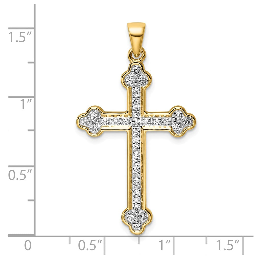 14K Yellow Gold 1/6ct. Lab Grown Diamond VS/SI+ G+ Complete Cross Pendant – Elegant Jewelry Gift for Birthday, Anniversary, Engagement, Wedding