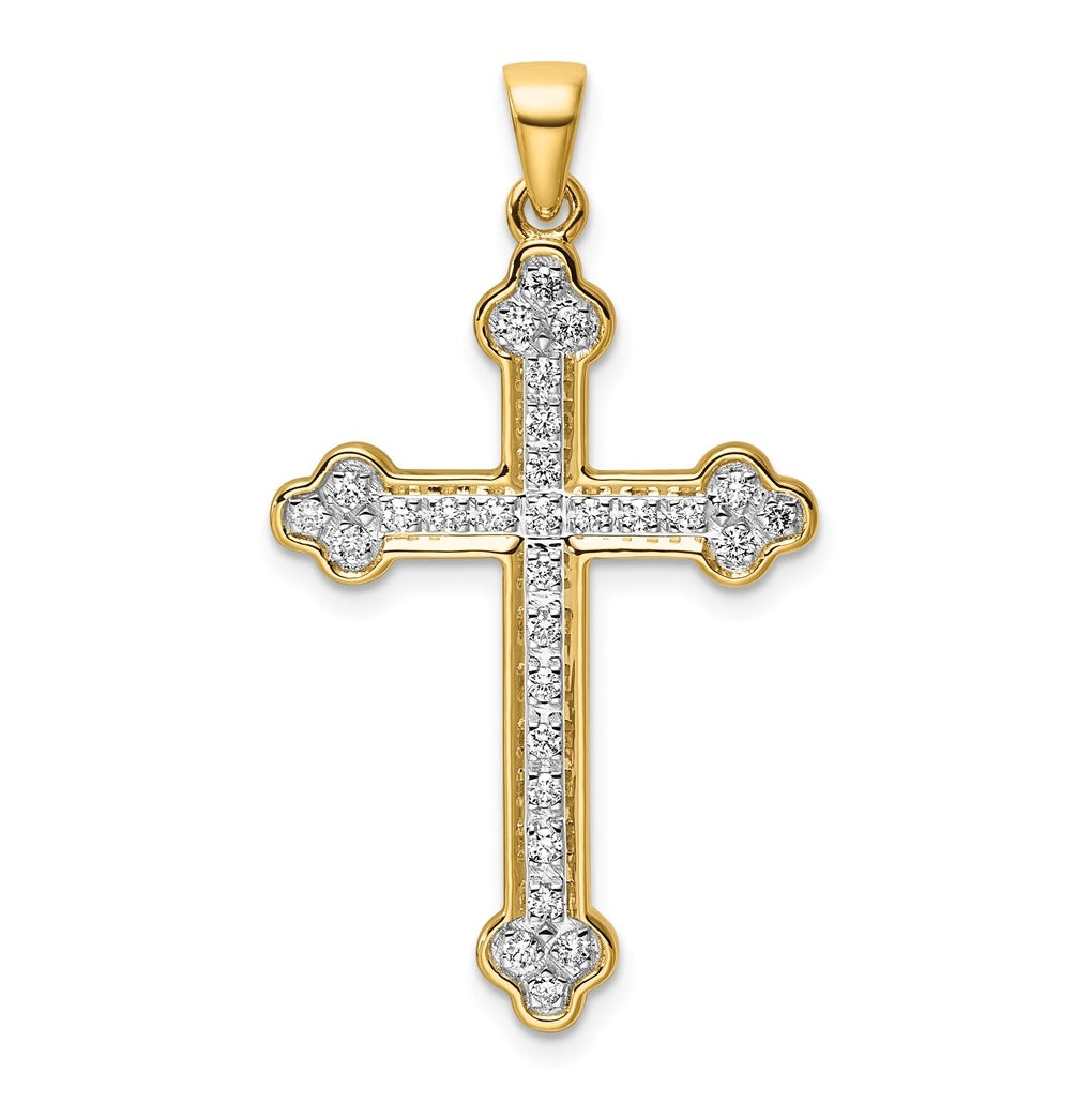 10K Yellow Gold 1/6ct. Lab Grown Diamond VS/SI+ G+ Complete Cross Pendant – Elegant Jewelry Gift for Birthday, Anniversary, Engagement, Wedding