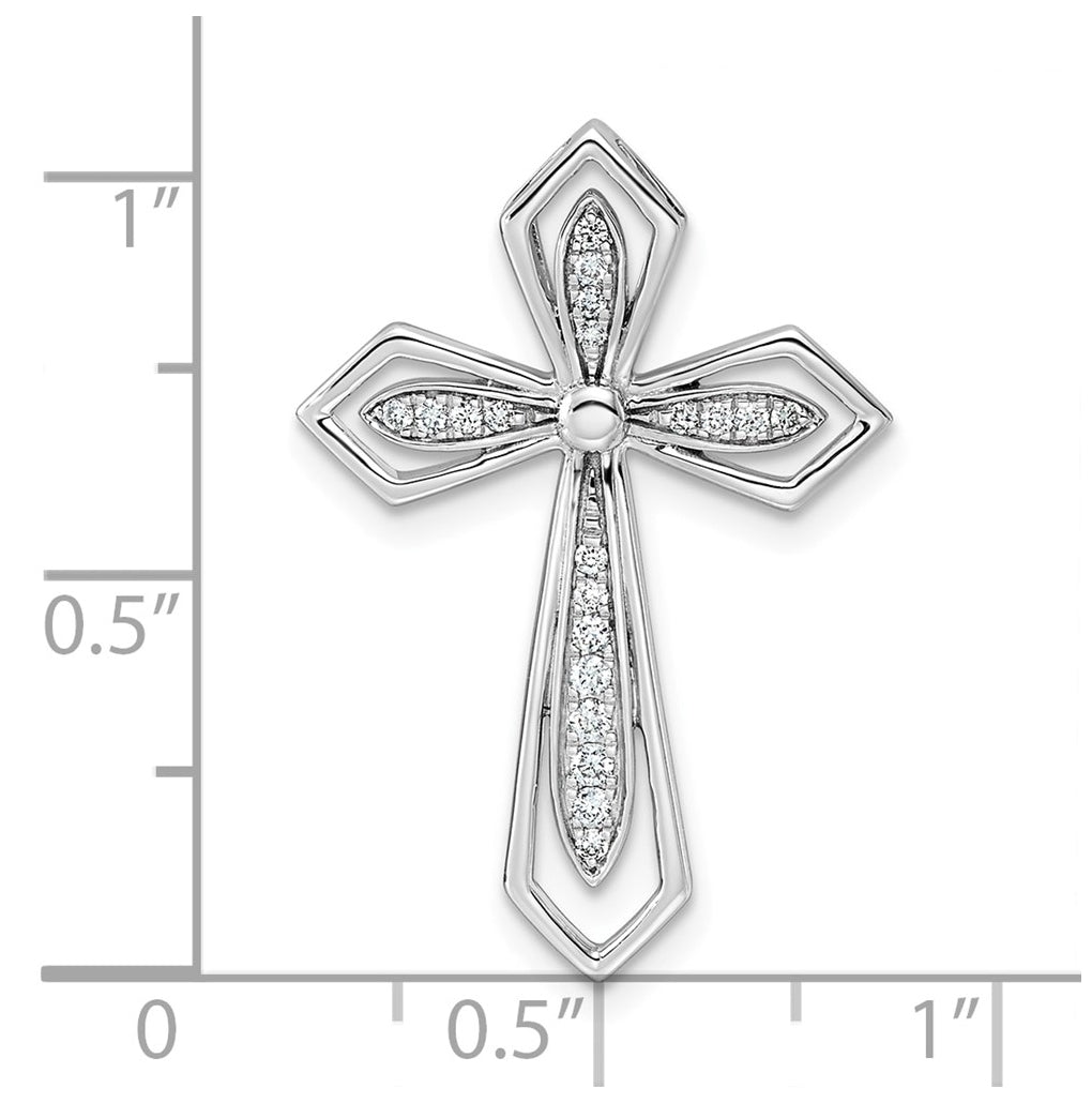 14k White Gold 1/6ct. Lab Grown Diamond VS/SI+ G+ Complete Cross Chain Slide – Elegant Jewelry Gift for Birthday, Anniversary, Engagement, Wedding