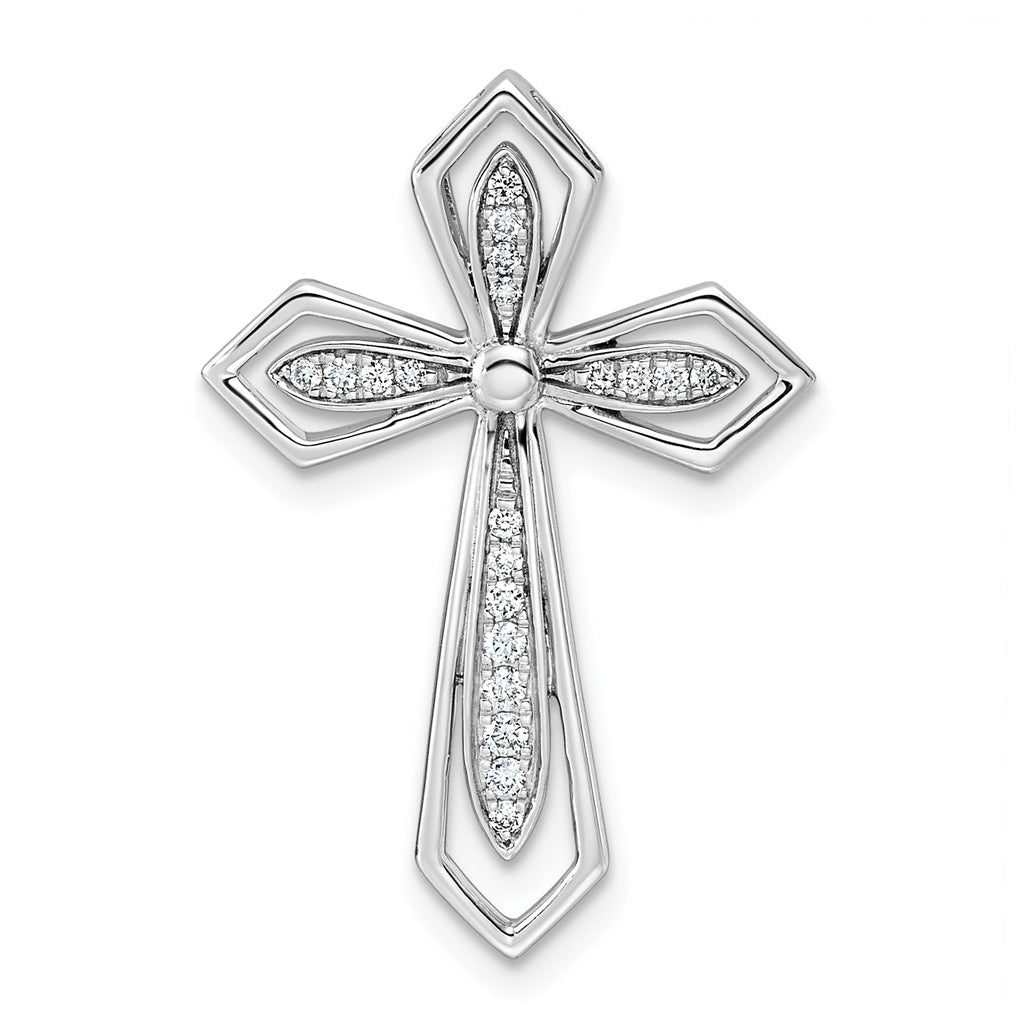 14k White Gold 1/6ct. Lab Grown Diamond VS/SI+ G+ Complete Cross Chain Slide – Elegant Jewelry Gift for Birthday, Anniversary, Engagement, Wedding