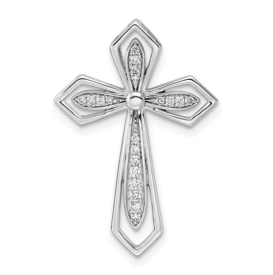 14k White Gold 1/6ct. Lab Grown Diamond VS/SI+ G+ Complete Cross Chain Slide – Elegant Jewelry Gift for Birthday, Anniversary, Engagement, Wedding