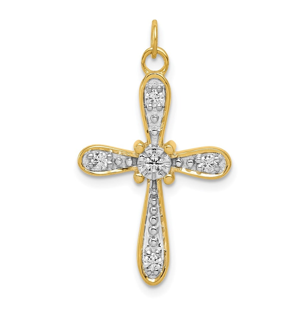 14k Rose Gold 1/6ct. Lab Grown Diamond VS/SI+ G+ Complete Cross Charm – Elegant Jewelry Gift for Birthday, Anniversary, Engagement, Wedding