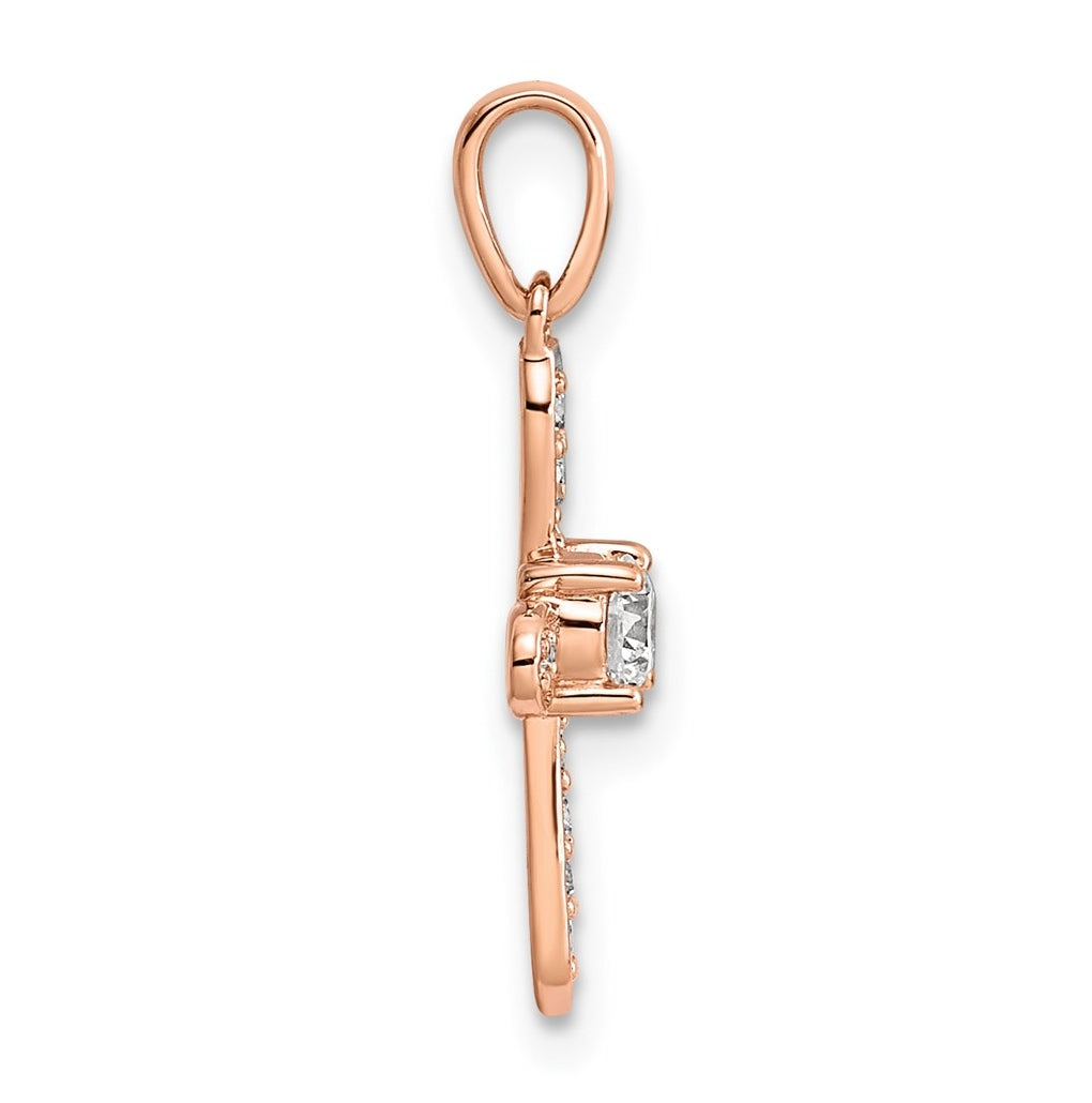 14k Rose Gold 1/6ct. Lab Grown Diamond VS/SI+ G+ Complete Cross Charm – Elegant Jewelry Gift for Birthday, Anniversary, Engagement, Wedding