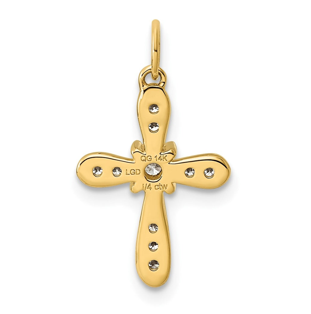 14k Rose Gold 1/6ct. Lab Grown Diamond VS/SI+ G+ Complete Cross Charm – Elegant Jewelry Gift for Birthday, Anniversary, Engagement, Wedding