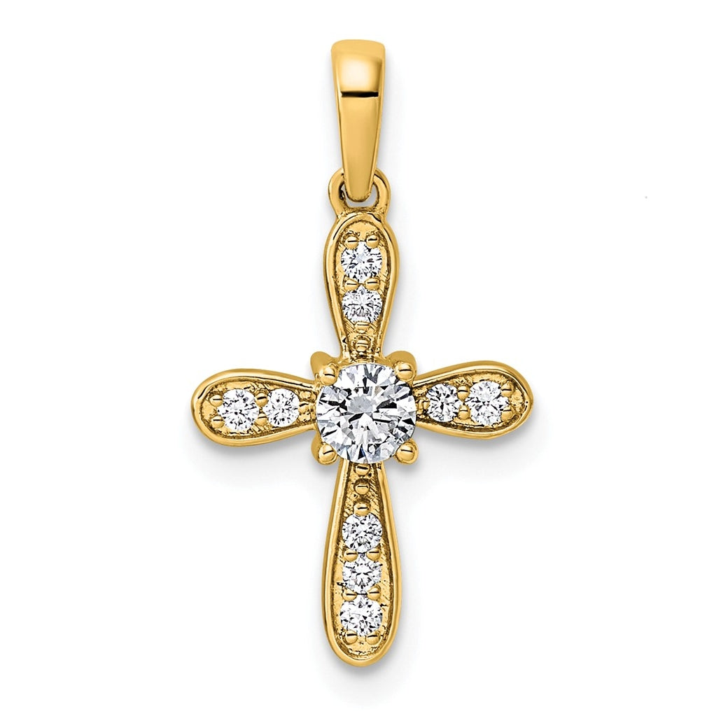 14k Rose Gold 1/6ct. Lab Grown Diamond VS/SI+ G+ Complete Cross Charm – Elegant Jewelry Gift for Birthday, Anniversary, Engagement, Wedding