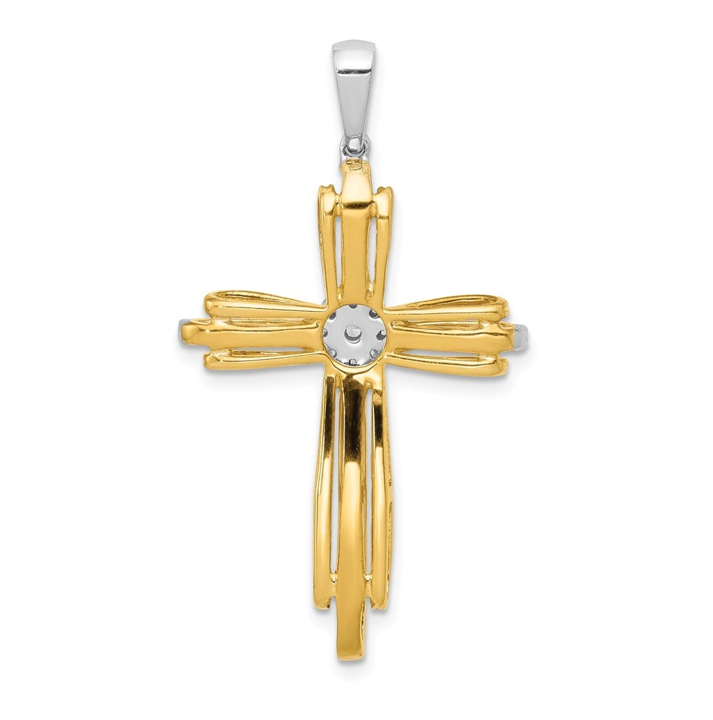 14k Yellow & White Gold 1/3ct. Lab Grown Diamond VS/SI+ G+ Complete Passion Cross Pendant – Elegant Jewelry Gift for Birthday, Anniversary, Engagement, Wedding