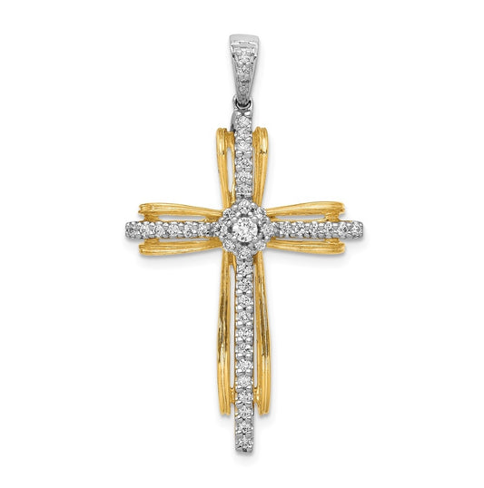 14k Yellow & White Gold 1/3ct. Lab Grown Diamond VS/SI+ G+ Complete Passion Cross Pendant – Elegant Jewelry Gift for Birthday, Anniversary, Engagement, Wedding