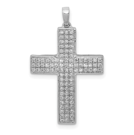 Sterling Silver Rhodium-plated 1/2ct Lab Grown Diamond VS/SI+ G+ Complete Latin Cross Pendant – Elegant Jewelry Gift for Birthday, Anniversary, Engagement, Wedding