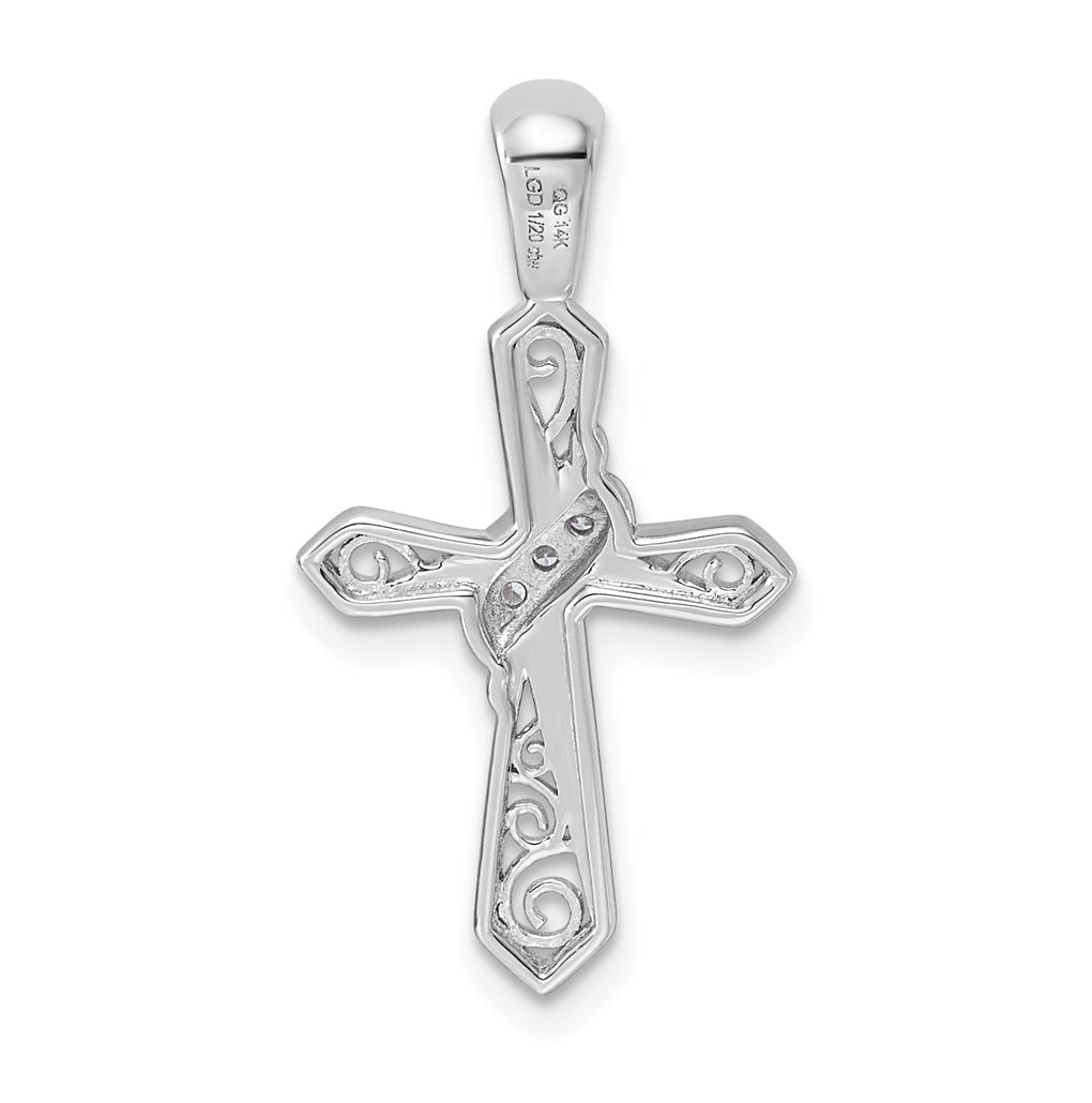 14k White Gold 1/20ct. Lab Grown Diamond VS/SI+ G+ Complete Cross Pendant – Elegant Jewelry Gift for Birthday, Anniversary, Engagement, Wedding