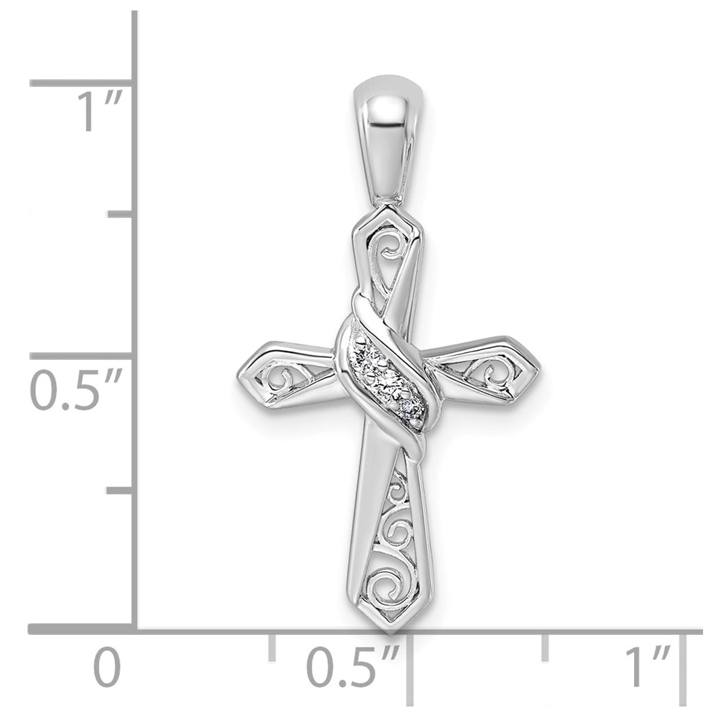 14k White Gold 1/20ct. Lab Grown Diamond VS/SI+ G+ Complete Cross Pendant – Elegant Jewelry Gift for Birthday, Anniversary, Engagement, Wedding