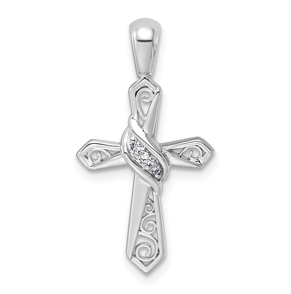 14k White Gold 1/20ct. Lab Grown Diamond VS/SI+ G+ Complete Cross Pendant – Elegant Jewelry Gift for Birthday, Anniversary, Engagement, Wedding
