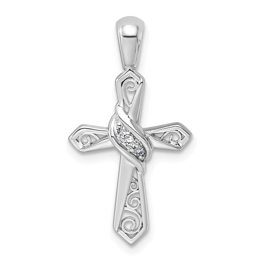 14k White Gold 1/20ct. Lab Grown Diamond VS/SI+ G+ Complete Cross Pendant – Elegant Jewelry Gift for Birthday, Anniversary, Engagement, Wedding