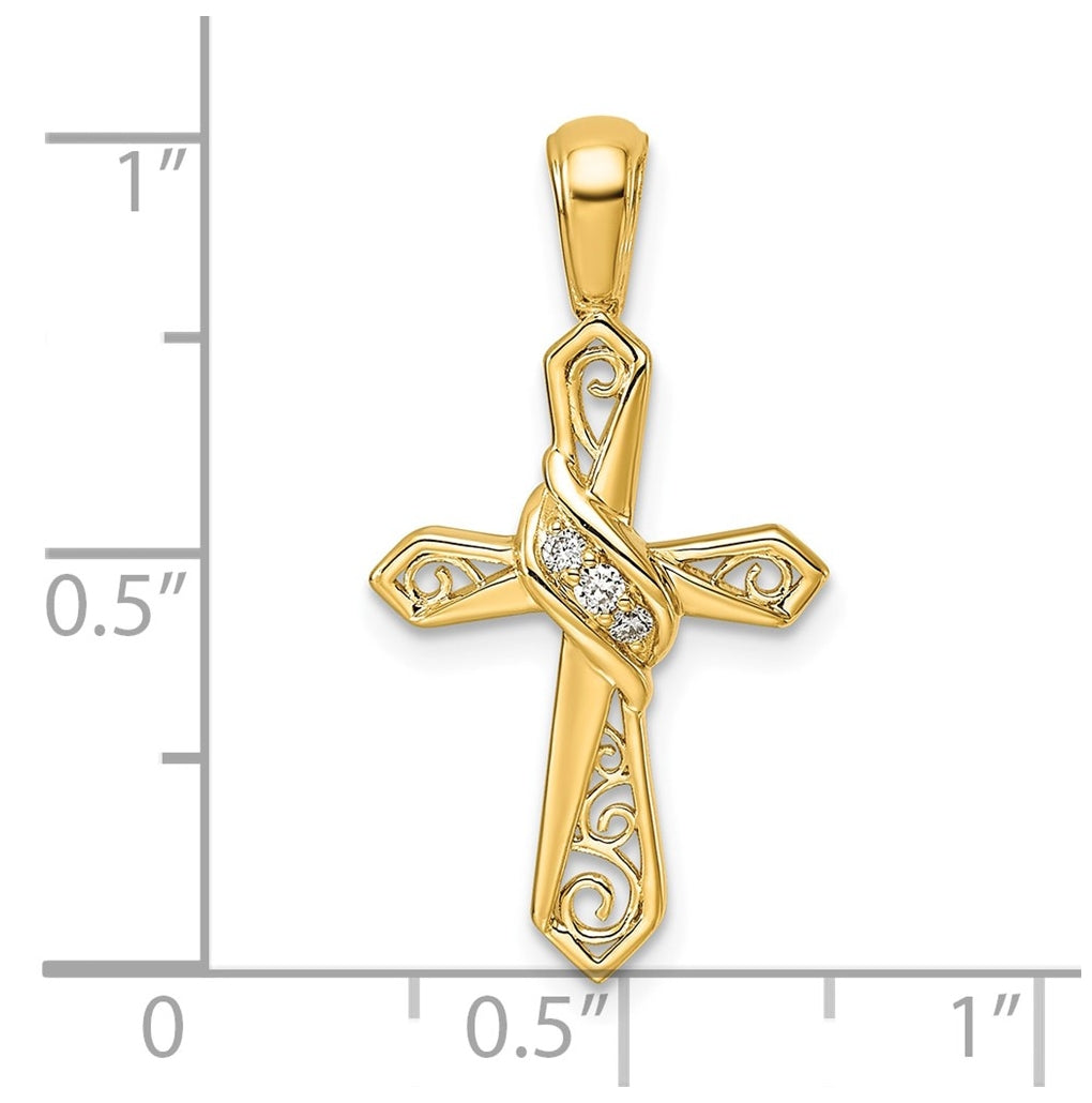 14k White Gold 1/20ct. Lab Grown Diamond VS/SI+ G+ Complete Cross Pendant – Elegant Jewelry Gift for Birthday, Anniversary, Engagement, Wedding