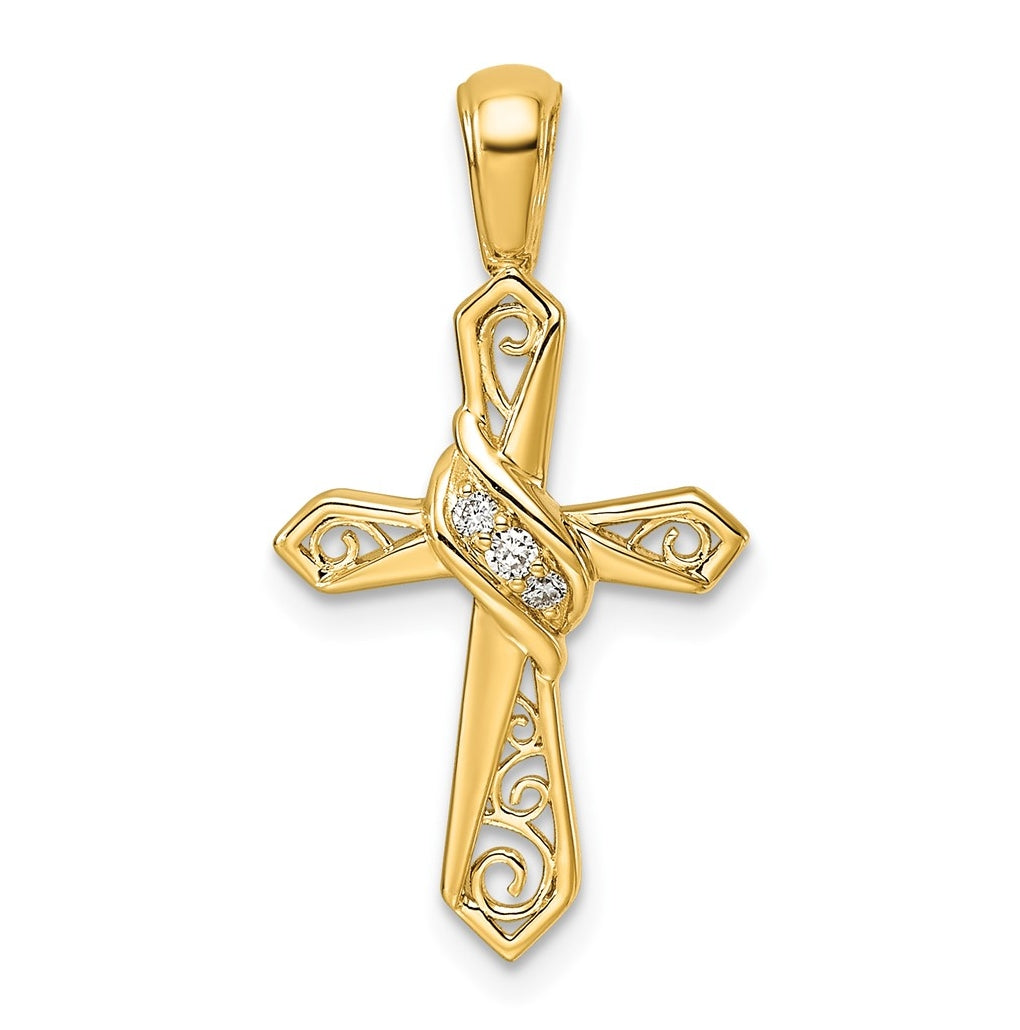 14k White Gold 1/20ct. Lab Grown Diamond VS/SI+ G+ Complete Cross Pendant – Elegant Jewelry Gift for Birthday, Anniversary, Engagement, Wedding