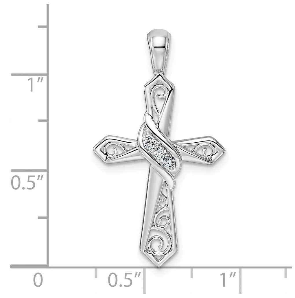 14k White Gold 1/20ct. Lab Grown Diamond VS/SI+ G+ Complete Cross Pendant – Elegant Jewelry Gift for Birthday, Anniversary, Engagement, Wedding