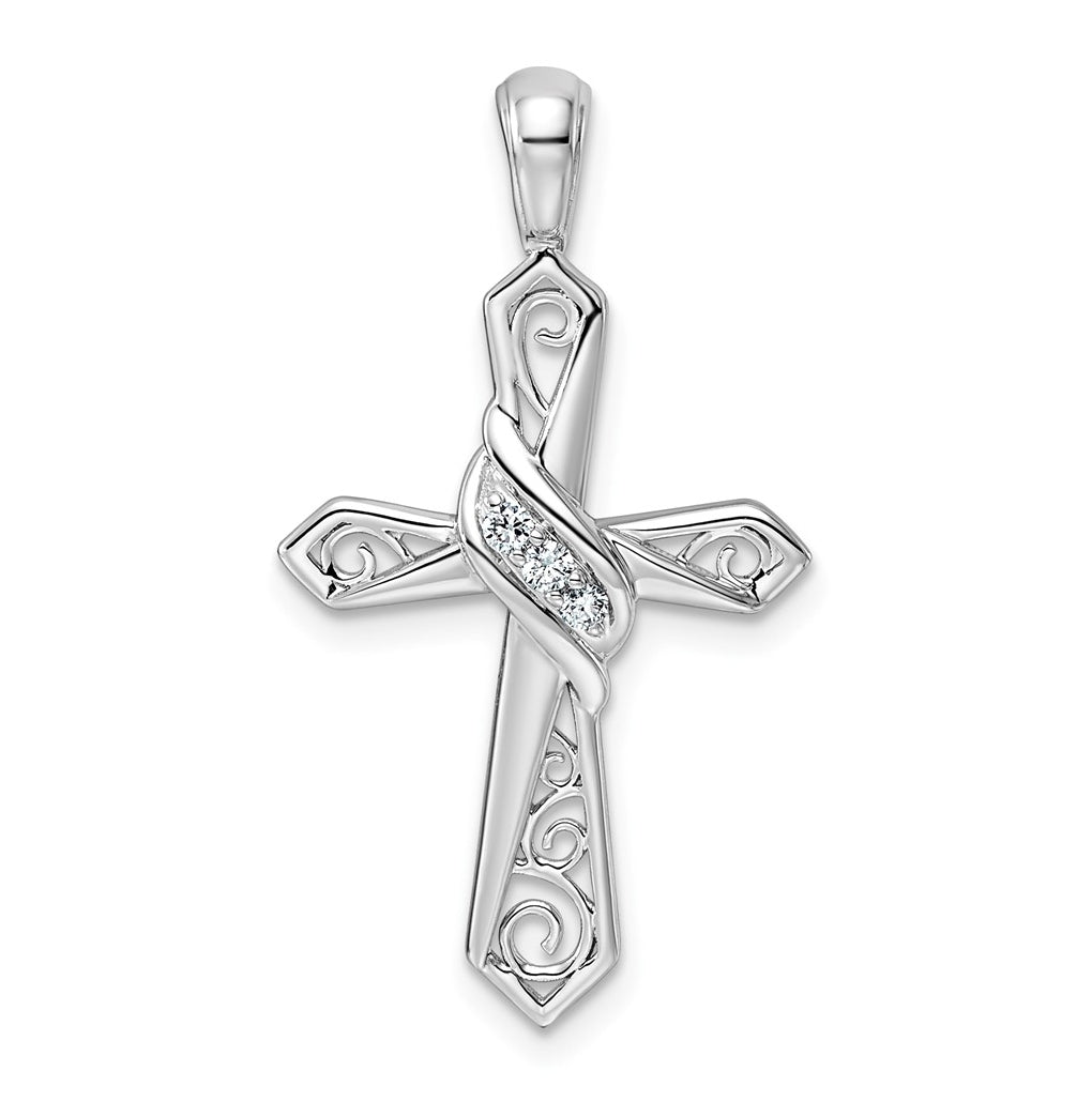 14k White Gold 1/20ct. Lab Grown Diamond VS/SI+ G+ Complete Cross Pendant – Elegant Jewelry Gift for Birthday, Anniversary, Engagement, Wedding