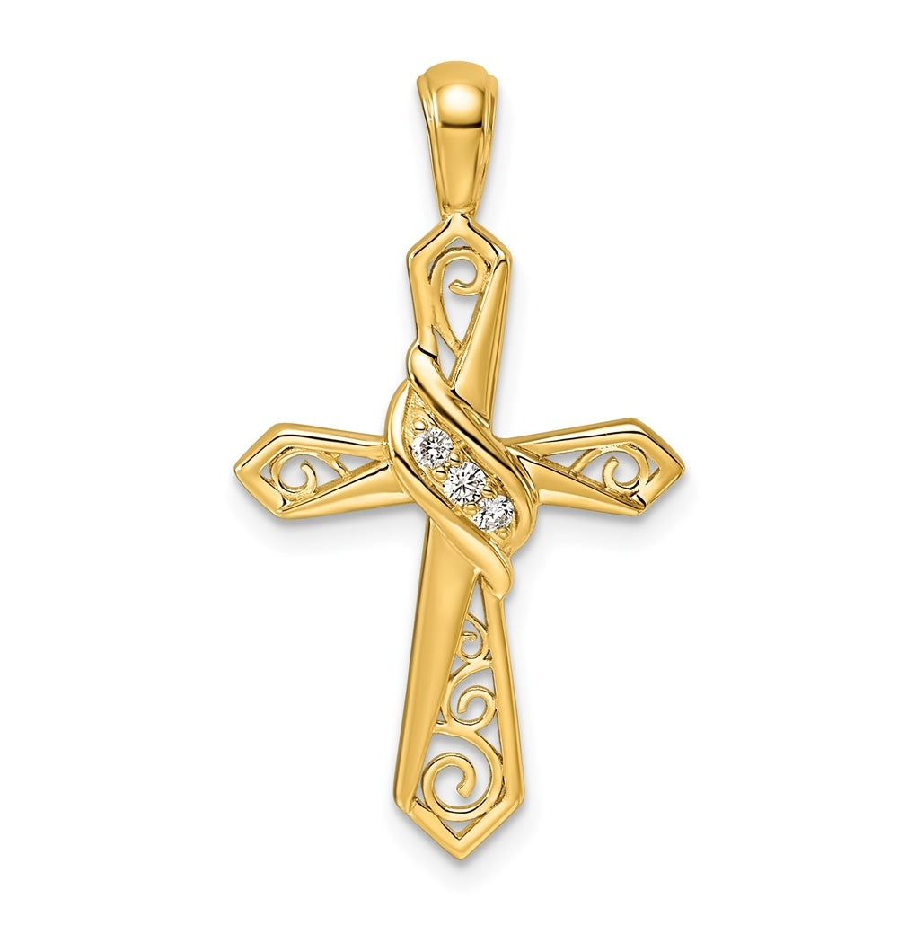 14k White Gold 1/20ct. Lab Grown Diamond VS/SI+ G+ Complete Cross Pendant – Elegant Jewelry Gift for Birthday, Anniversary, Engagement, Wedding